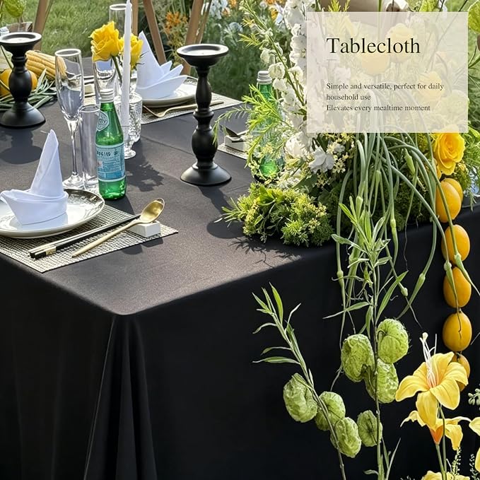 WIGENIUS 10 Pack Black Table Cloth Rectangle Tablecloths 60X102 Inch,Polyester Table Cloth for 6 Foot Rectangle Tables,Wrinkle Resistant Washable Fabric Table Covers for Party,Wedding Banquet