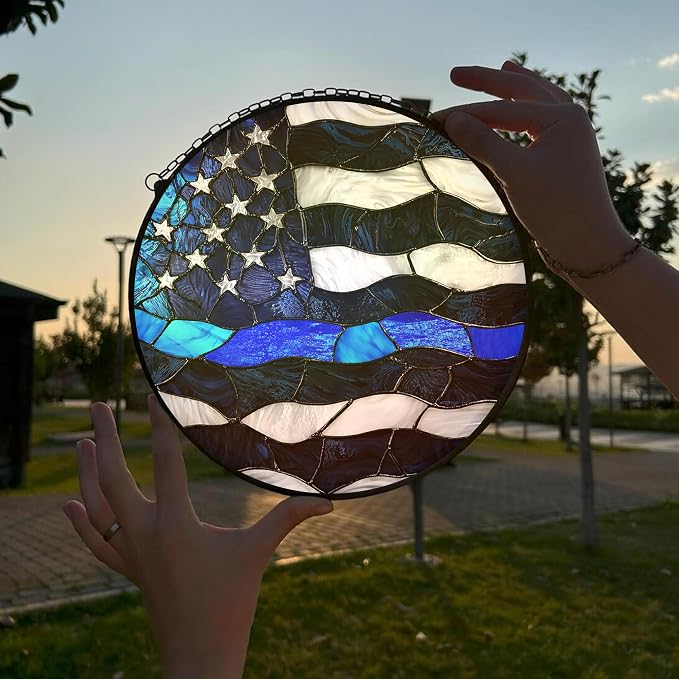 Police Officer Stained Glass Suncatcher 6x6'', Police Graduation, Academy Graduate Gifts, Gifts for Men