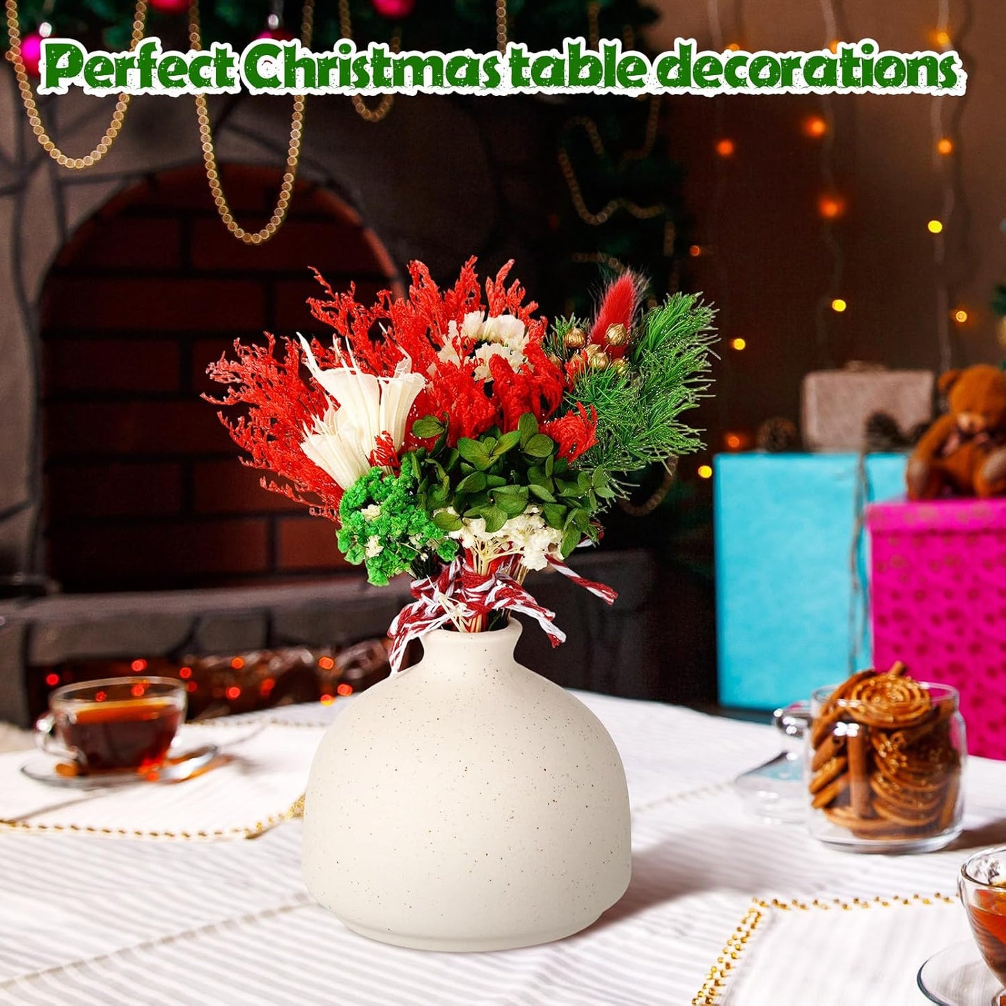 10/12/24 Pack Dried Flowers for Vase Various Mini Bouquet Dried Small Wildflowers Natural Real Flowers Bulk for Crafts DIY Wedding Decor (10, Christmas Color1)