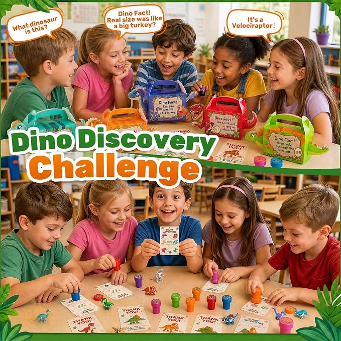 LovesTown 315PCS Dinosaur Party Favors for Kids Birthday, Dino Goodie Bag Fillers Stuffers, Birthday Party Supplies Gift Set for 12 Kids, Classroom Prizes Treasure Chest Toys