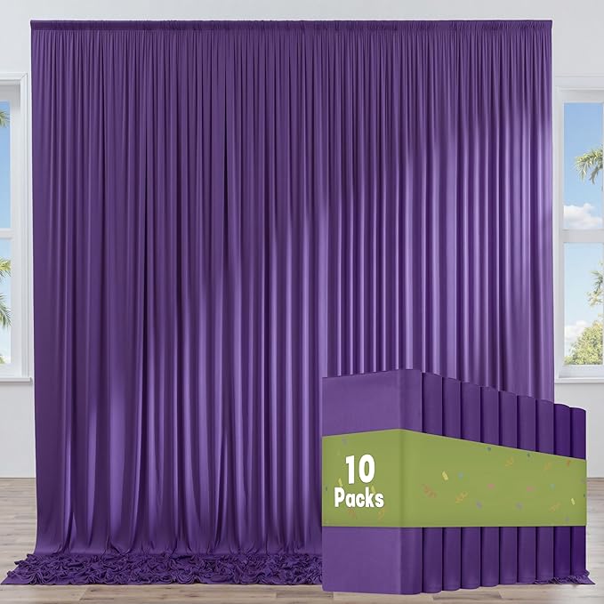 50ftx10ft Wrinkle Free Purple Backdrop Curtains for Parties, 10 Panels 5x10ft Thick Polyester Backdrop Drapse for Weddings Birthday Photography Background Curtains