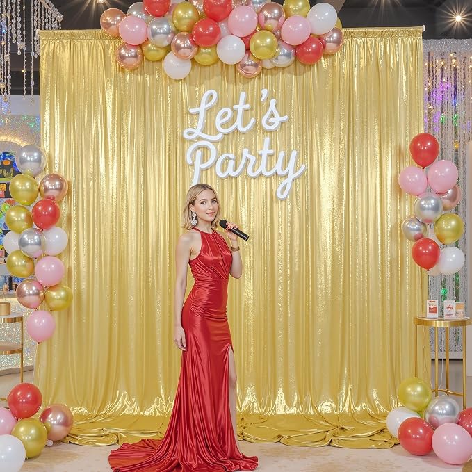 30×10FT Gold Sequin Backdrop Curtains Wedding Backdrop Drapes Wrinkle-Free Thick Glitter Photo Background Fabric for Birthday Graduations Friendgiving Christmas Party Photography Stage Decor