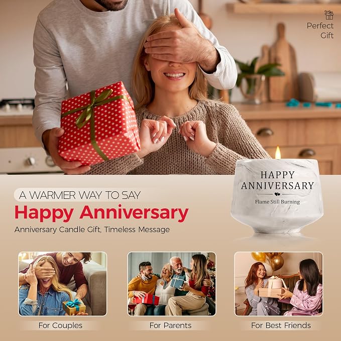Happy Anniversary Candle – Aniversario Gifts for Couple,Women,Men 6oz Lavender Scented Candle,Anniversary Romantic Gifts for Him & Her