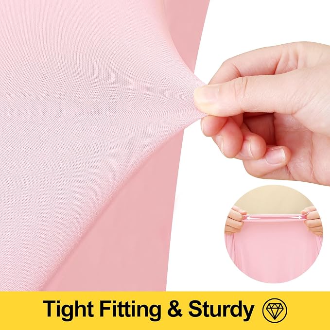 Smiry Spandex Tablecloth, Elastic Fitted Stretch Tablecloth for 6FT Rectangle Tables, Waterproof Washable Table Cover Skirt for Wedding, Banquet & Valentine's Day Parties (Pink, 72Lx30Wx30H Inch)