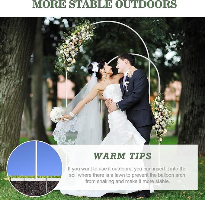 Metal Arch Backdrop Set of 2 (7.3FT/6FT), Balloon Arch Stand for Wedding Ceremony, Baby Shower, Outdoor Indoor Birthday Party, Graduation Decoration, White