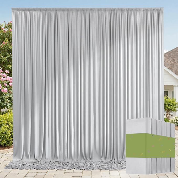 30ft x 10ft Wrinkle Free Silver Backdrop Curtain for Parties, Thick Fabric Backdrop Drapes for Wedding Space Birthday Party Photography Background Baby Shower Decor