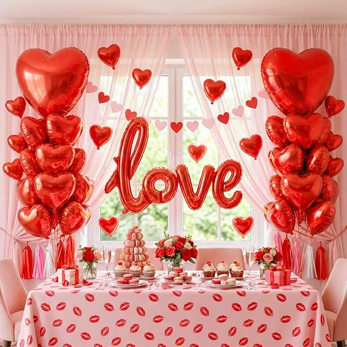 Valentines Day Balloons with Heart-Shape, love Foil Balloons for Romantic Special Night Decorations and WILL YOU BE MY GIRLFRIEND，Engagements, Proposals, and Valentine's Day XXOO gals