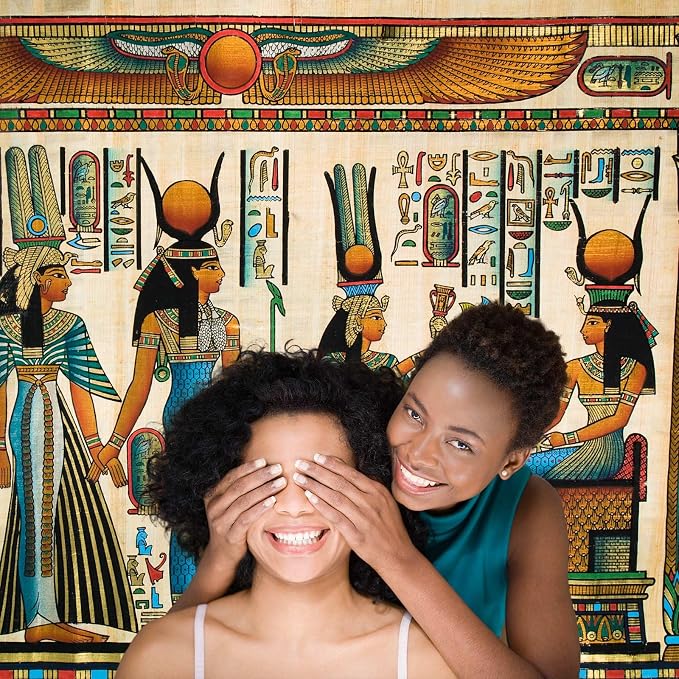 Egyptian Backdrop Queen Nefertari Making an Offering to Isis Nefertaris Tomb Painting Photography Backdrop for Party Decorations Gyptian Papyrus Backdrops Portrait Video Props Vinyl 10x6.5ft