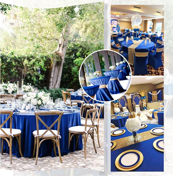 fani 8 Pack 120 Inch Round Royal Blue Polyester Tablecloth, Wrinkle & Stain Resistant, Perfect for 8ft Round Table, Wedding, Banquet, Birthday Party
