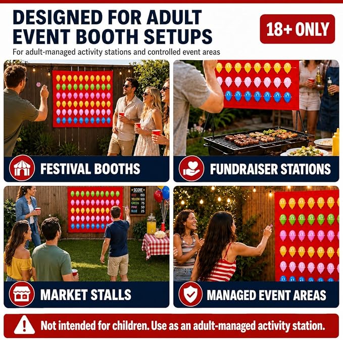 Balloon Dart Board, Carnival Fair Balloon Pop Game, Balloon Dart Game Board Set with 2 Darts & 500 Balloons, Classic Target Game for Birthday Parties, Carnivals (Straight)