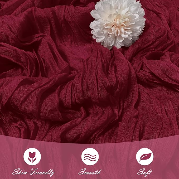 30 Pack Burgundy Cheesecloth Table Runner 17 x 108 inch Cheese Cloth Table Runners 9ft Burgundy Table Runner Rustic Romantic Sheer Gauze Runner for Wedding Party Baby Shower Table Decoration