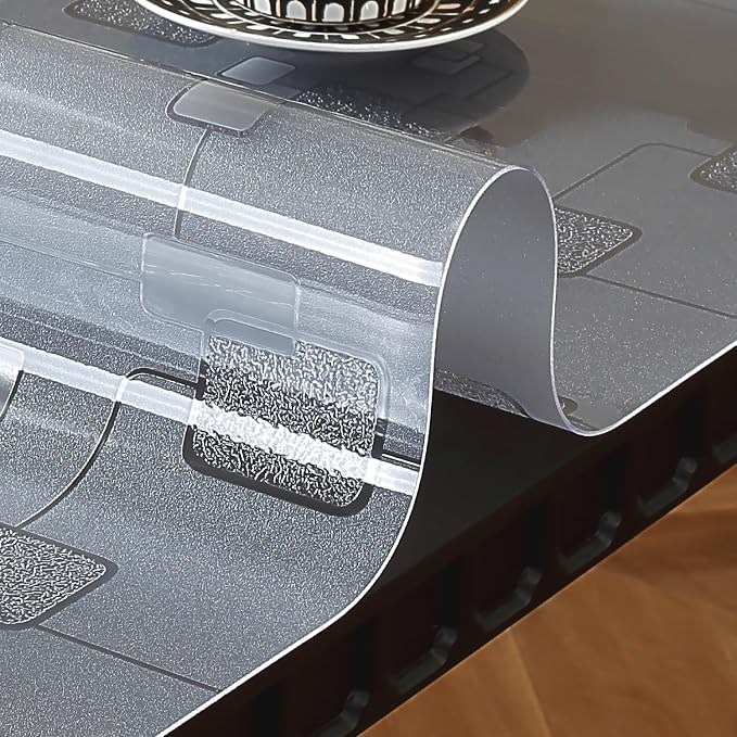 OstepDecor Geometric Table Protector 40 x 78 Inch, 1.5mm Thick Plastic Table Cover, Waterproof Dining Tabletop Protector Rectangle Vinyl Tablecloth PVC Desk Pad Mat for Kitchen, Wooden Table