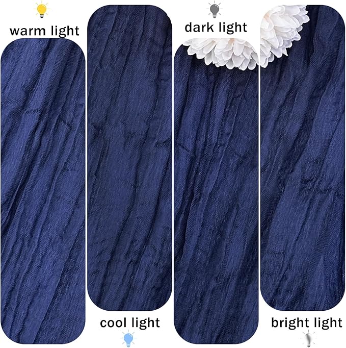 12 Pack Navy Blue Cheesecloth Table Runner 22x120 Inch-Naturally Dyed Colors Sheer Gauze Cheese Cloth Wedding Table Runner,Rustic Boho Crinkle Fabric, Reception, Bridal Shower,Farmhouse Dining Decor