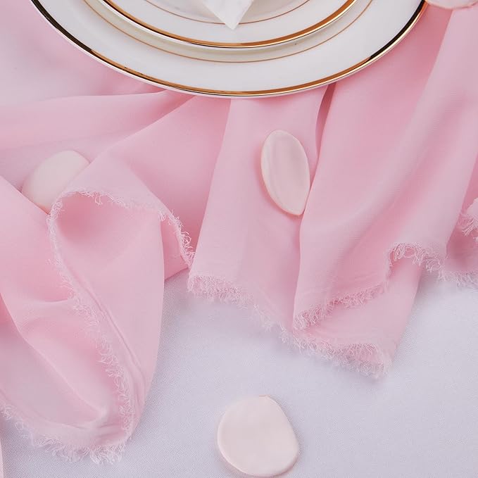 3 Yard Pink Chiffon Fabric by The Yard, 58 Inch Wide Elegant Sheer Chiffon Fabric for Wedding Costume Sewing Clothing Crafting Table Runner DIY Project