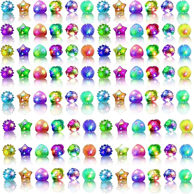 Party Favors 48 Pcs Light Up Rings, Glow In The Dark Party Supplies, 6 Style Flashing Glow In The Dark Rings for Adults & Kids, LED Ring for Birthday Party Favors, Concert, Raves, Halloween, Christmas