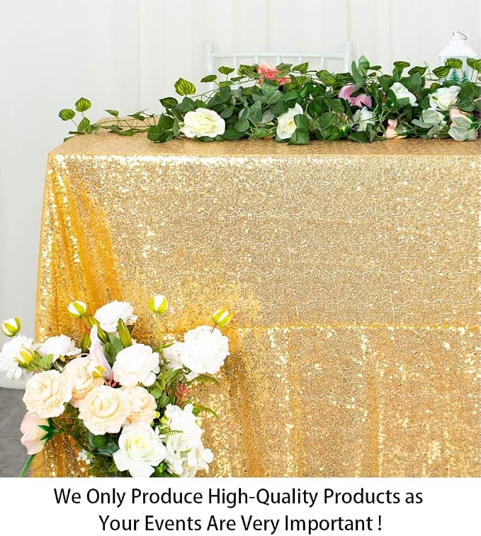 ShiDianYi Gold-50inx72in Rectangular Sequin Tablecloth Popular Bridal Dress Table Cloth,Fashion Tablecloth Overlay