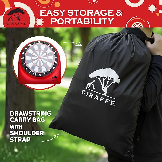 GIRAFFE Giant Inflatable Dartboard Yard Game Set, Big Blow Up Kick Giant Dart Board with Air Pump, Target Game, 6 Jumbo Lawn Games for Kids, Inflatable Games Outdoor, Family Activities, Carnival Party