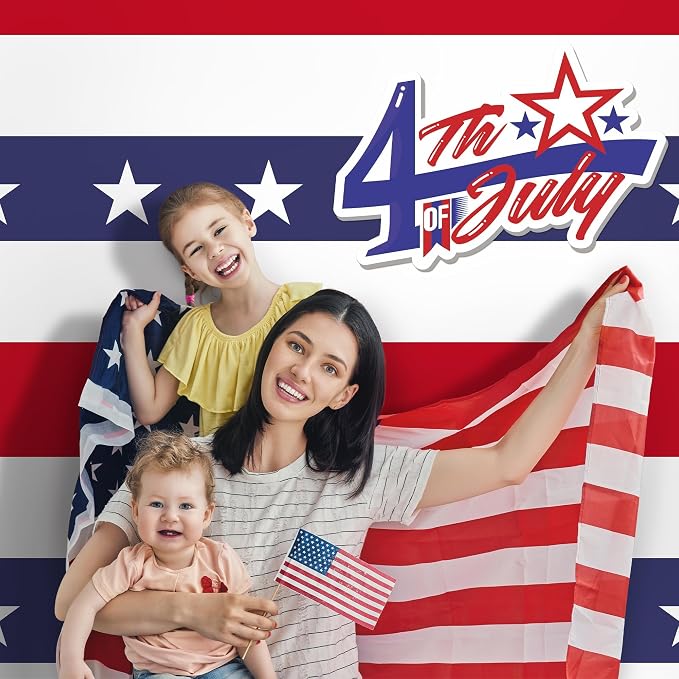 Kochorie 100 Ft x 54 Inch 4th of July Tablecloths Roll with Slide Cutter Box Patriotic Disposable Plastic Table Cover Roll Independence Day Backdrop for Memorial Day Party Supplies