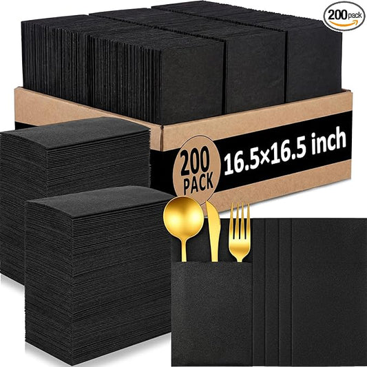 Janlaugh 200 Pack Linen Feel Dinner Napkins Bulk, 16.5 x 16.5 In Soft & Absorbent Paper Hand Towel for Bathroom Kitchen, Disposable Cloth-Like Napkins for Wedding Dinner Upscale Party Event