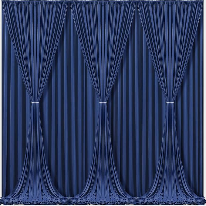 Navy Blue Backdrop Curtains-Wrinkle-Free Navy Blue Curtains Polyester Photography Drapes Wedding Background for Baby Shower Birthday Graduation Party Decorations - 24 X10FT (Navy Blue)