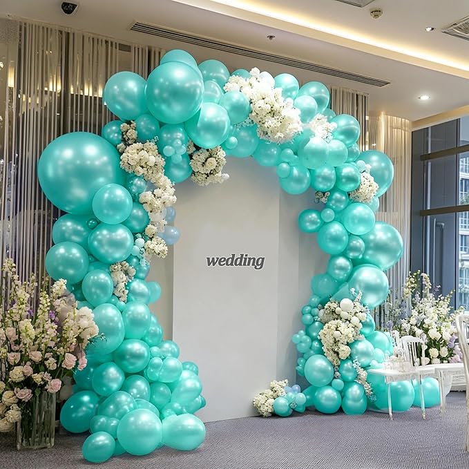 Teal Balloons Double Stuffed Turquoise Teal Blue Balloons Pearl Balloon Arch Kit for Birthday Baby Shower Wedding Dolphin Mermaid Ocean Theme Party Decorations