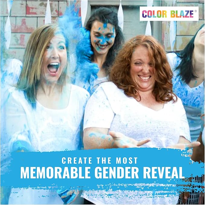 Color Blaze Black-Out Baby Gender Reveal Powder - 2lbs of Blue Colored Powder for Boy, Perfect for Car, Motorcycle Burnout, Toss, Photoshoot, Reveal Party & Festival - Pack of 2 Bags with 1 lb - Blue