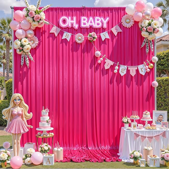 20×10FT Hot Pink Shimmer Backdrop Curtain Glitter Sequin Photo Backdrop Drapes for Wedding Party Background Birthday Graduation Back Drop Bridal Baby Shower Christmas Halloween Stage Decor
