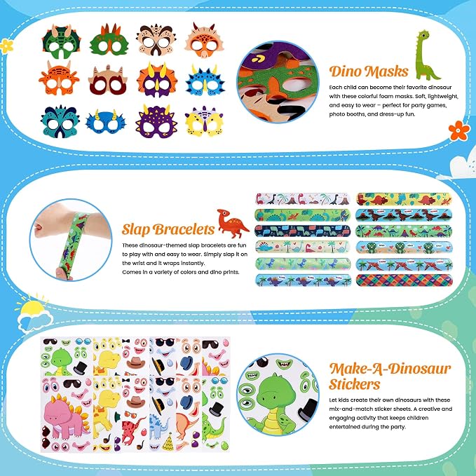 Rotel Dinosaur Party Favors 12 Kids Set,Return Gifts for Dinosaur Birthday Party Supplies,Goodie Bags & Game Prizes for Kids,Dino Themed Parties Decorations Gifts,School Classroom Rewards Toys