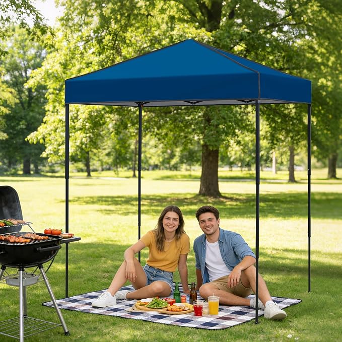 6x4 Pop Up Canopy Tent, Instant Portable Beach Canopy, Outdoor Tent with Carry Bag for Camping, Sports, Tailgating, Events, Drak Blue