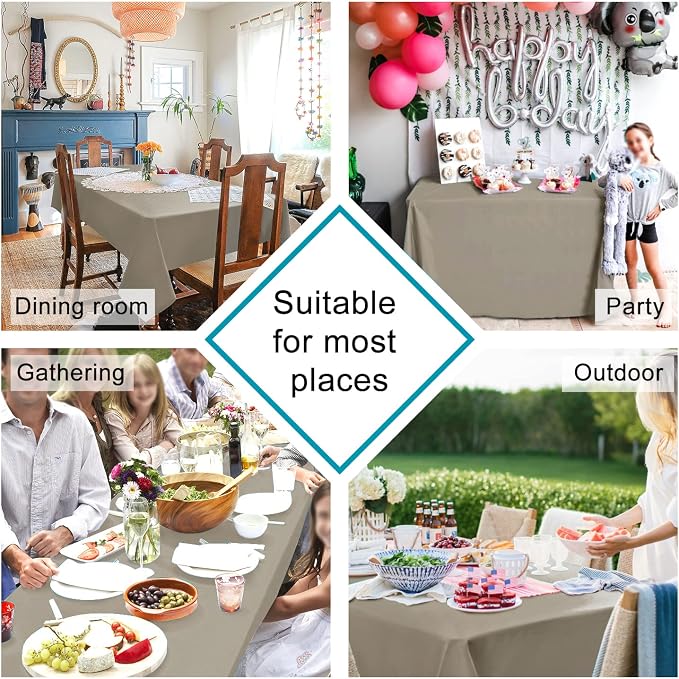 Hiasan 2 Pieces Taupe Square Tablecloth - Waterproof and Spillproof Restaurant Washable Polyester Table Cloth for Dining Room, 30 x 30 Inch