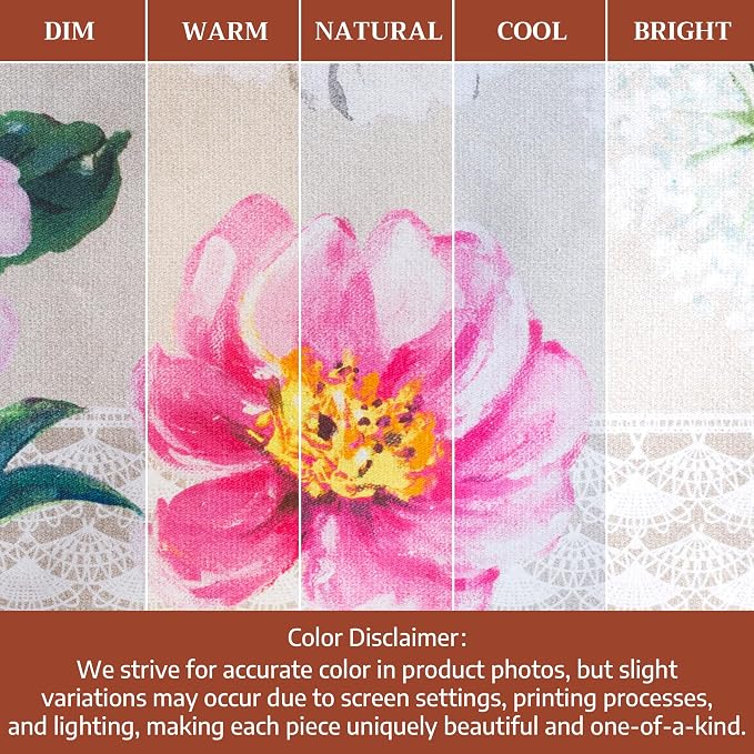 Maison d' Hermine Table Cloth Rectangle Table 100% Cotton 60 x 108 Inches Tablecloth Reusable Decorative for Dining Kitchen Room Farmhouse Party Home Hotel Restaurant Spring Summer - Pivoine