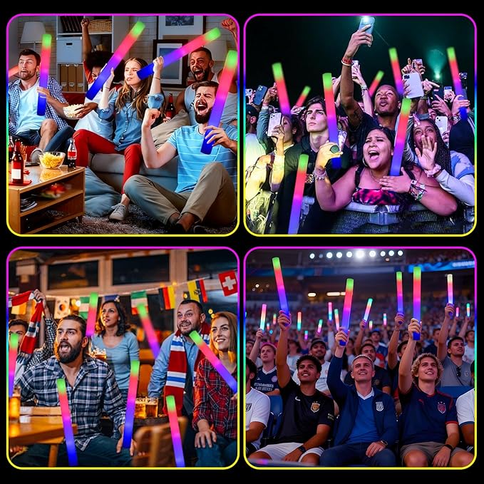 69pcs Foam Glow Sticks,Glow Sticks Bulk,3 Flashing Modes for Wedding Glow in The Dark Party Supplies, Light up Wand for Birthday,Outdoor Camping, Raves