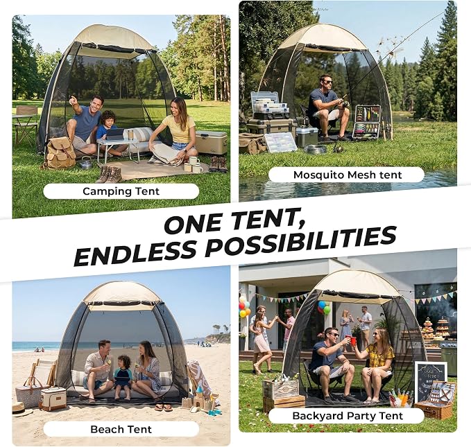 Alvantor® Pop Up Screen House Tent, 7'x4' Instant Camping Screen Room, Screen Gazebo Canopy for Patios/Deck/Backyard, Portable Mesh Tent with Shade Cloths, Easy Set Up, 2-3 Person