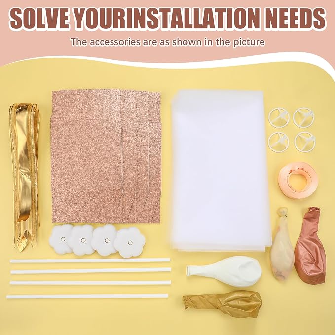 4 Set Rose Gold Confetti Tulle Tutu Balloon with Letter Boxes Baby Shower Table Centerpieces Decor for Gender Reveal 24'' Balloons White Tulle Cover with Stand, Boxes for Wedding Birthday Party