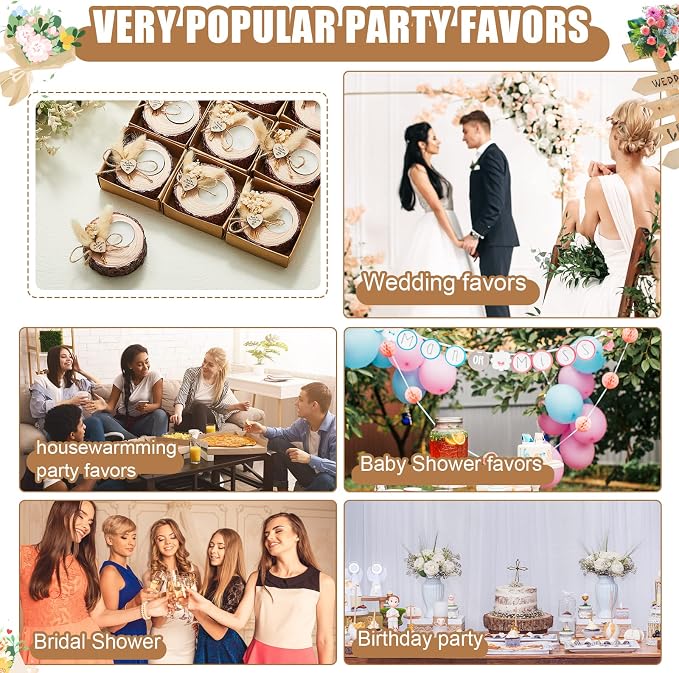 24 Pcs Wedding Candle Holders - Bridal Shower Favors, Rustic Souvenirs for Guest Gifts, Party Decorations