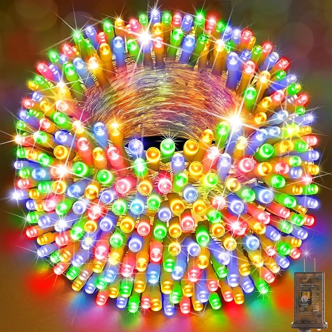 SAUIRS 400FT 1000 LED Christmas Lights Outdoor String Lights with 8 Modes Timer Waterproof Fairy Light Plug in for Outside Indoor Party Xmas Palm Tree Yard Wedding Decorations(Multicolor)