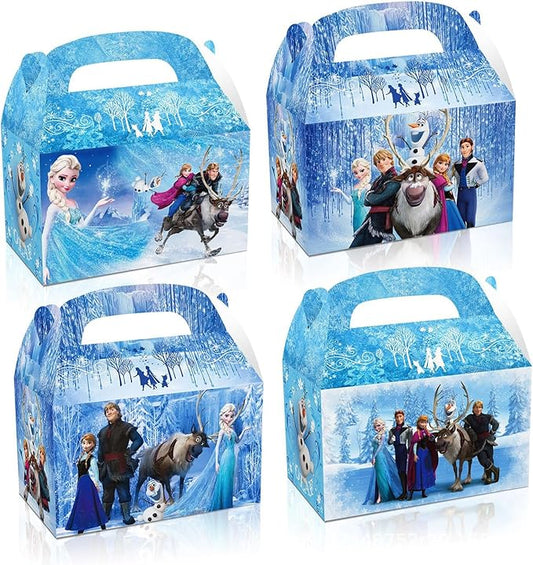 Fnjoe 24pcs Cute Treat Boxes, Blue Snowflakes Party Favor Boxes, Anime Themed Dessert Boxes, Winter Snow Party Supplies
