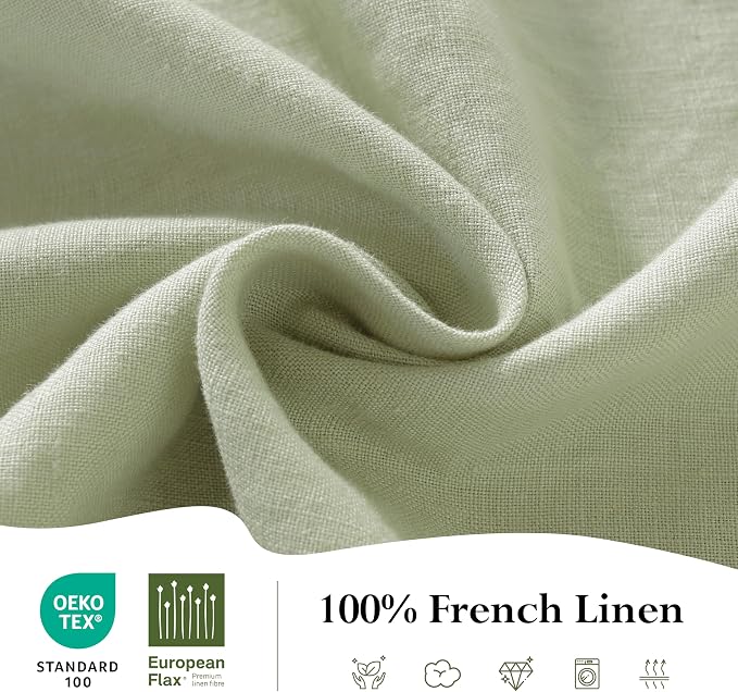 Linen World Linen Tablecloth,100% French Linen Sage Tablecloth 108" x 60" Inch,Washable Rectangular Tablecloth for Dining,Outdoor,Weddings and Restaurants,Decorative Thanksgiving Christmas