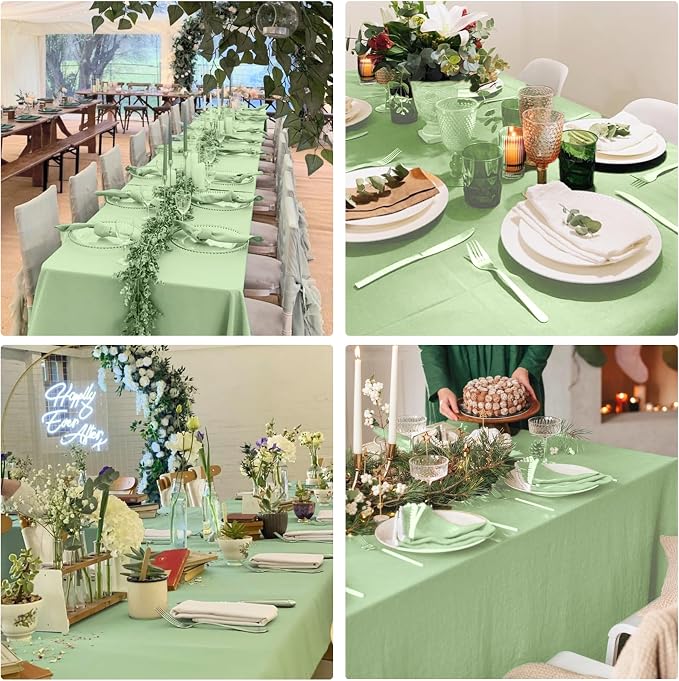 4 Pack Rectangle Tablecloth 60x126 Inch Sage Green Table Cloth for 8 Foot Rectangle Tables Washable Polyester Table Cover for Wedding Dining Tables Parties Banquet（60x126 Sage Green）