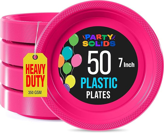 7" Cerise plastic plates (50)