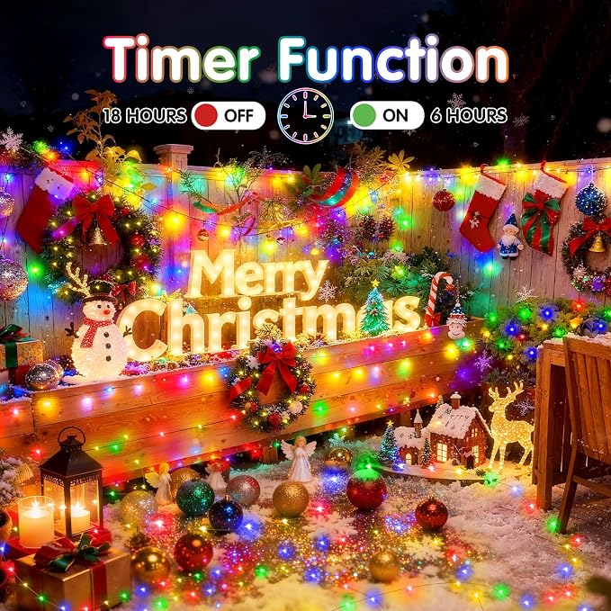KNONEW 400FT Outdoor Christmas Fairy Lights Plug in,1200 LED String Lights Outdoor Waterproof 8 Modes Memory Times for Wedding Bedroom Walls Garden Trees Decoration