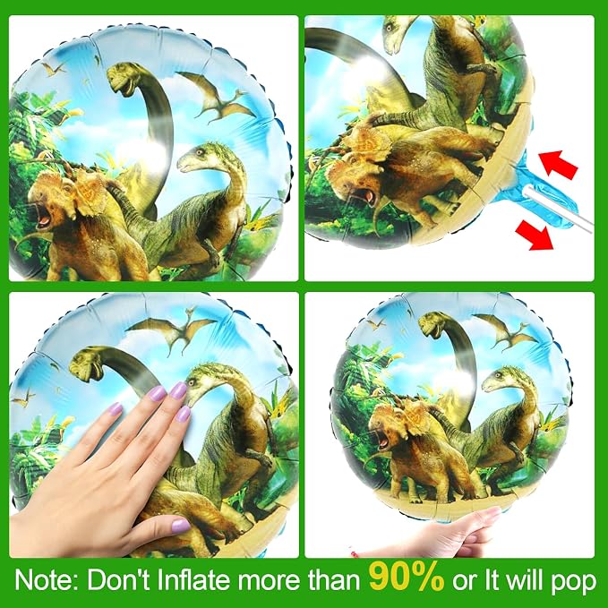 Dinosaur Birthday Decorations, Dino Theme Party Supplies&Decorations Set Include Banner Tablecloth Balloons Cake Toppers Plate Napkin for Kids Party