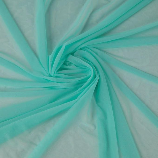 Superfine 4-Way Stretch Net Fabric Nylon Spandex Power Mesh Lightweight Sheer 60" Wide, a Continuous 5 Yards (Aqua)