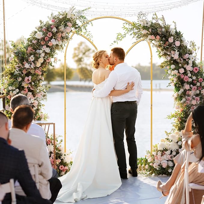 Arch Backdrop Stand Set of 3, Gold Metal Arched Frame (7.2FT, 6.6FT, 6FT) for Wedding Birthday Party Baby Shower Photo Booth Background Decor