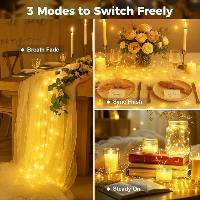 24 Pack Fairy Lights Battery Operated with Timer, 3 Modes 7ft Mini String Lights, 20 LED Silver Wire Bulk Twinkle Light for Valentine's Day Wedding Party Table Centerpieces,Warm White