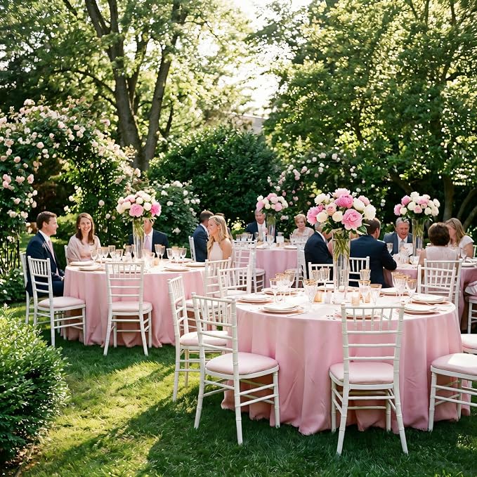 8 Pack Pink Round Tablecloth 120 Inch Table Cloth for Round Tables, Washable Polyester Fabric Stain and Wrinkle Resistant Decorative for Summer Wedding Party Dining Banquet