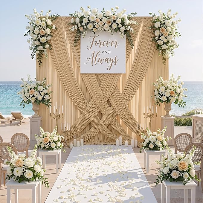 20ftx10ft Champagne Backdrop Curtains for Parties, Wrinkle Free Photo Curtains Backdrop Drapes 4 Panels Back Drop Cloth Drapery for Wedding Birthday Photography Background