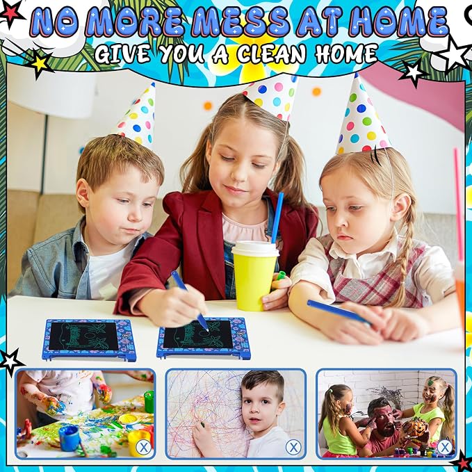 Nezyo 12 Pack Hawaiian Party Favors LCD Writing Tablet for Kids 4.4 Inch Cartoon Themed Drawing Tablet Erasable Reusable Electronic Drawing Pads for Birthday Supplies Gifts Goodie Bags Stuffers