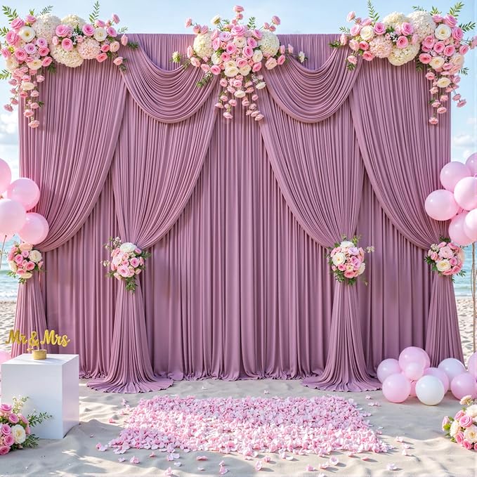 40ft x 10ft Dusty Pink Backdrop Curtain for Parties Rose Wrinkle Free Backdrop Drapes Panels for Baby Shower Birthday Party Wedding Photo Photography Polyester Fabric Background Decoration