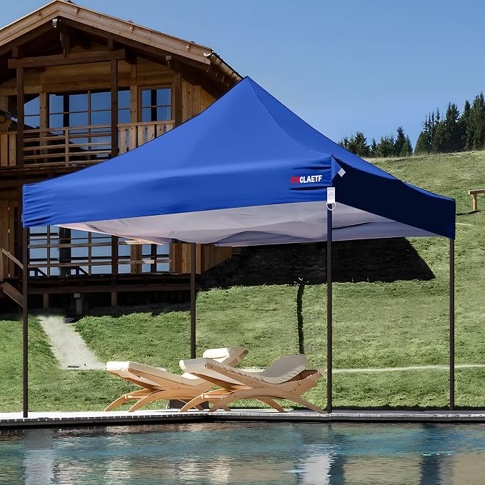 10x10ft Replacement Canopy Top-Heavy-Duty 500D 2500mm Waterproof & UPF 50+ UV Tent Cover with 8 Drainage Holes,Reinforced Straps for Camping,Trade Shows (Frame Not Included-Blue)